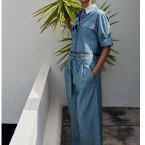 Zara Light Blue Wide Leg pants
